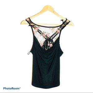 ✨FLOWER PRINT SLEEVELESS BLACK WOMEN TANK